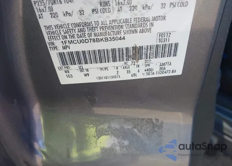 2011 Ford Escape Xlt z USA, uszkodzony, nr VIN 1FMCU0D78BKB35044